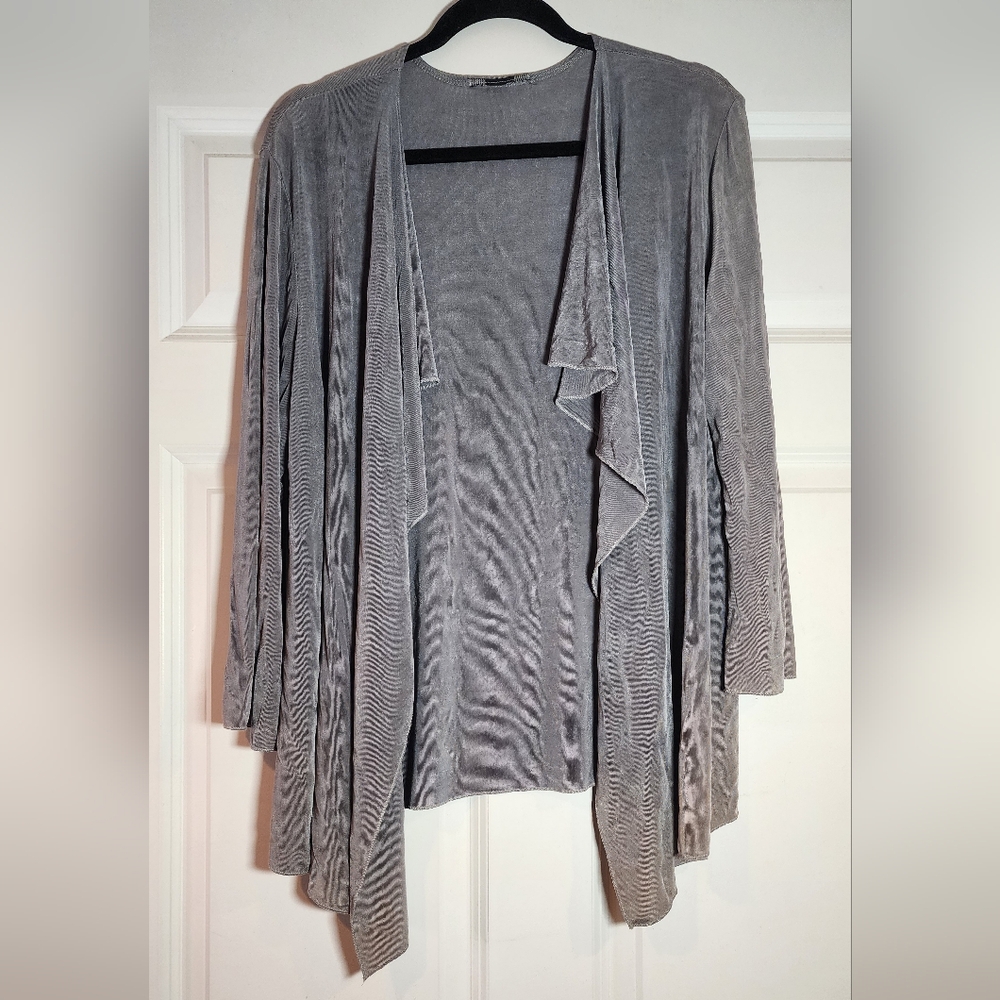 Slinky Brand Super Stretchy Gray Open Fron Cardigan Slight Fading At Bottom